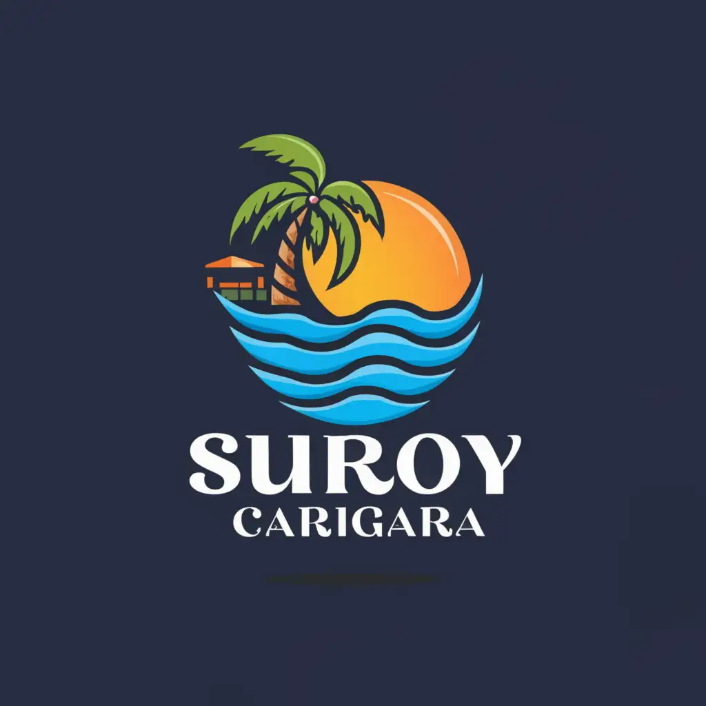 a logo design,with the text "SUROY CARIGARA", main symbol:realistic,beach,resort,tourism,sea,complex,clear background