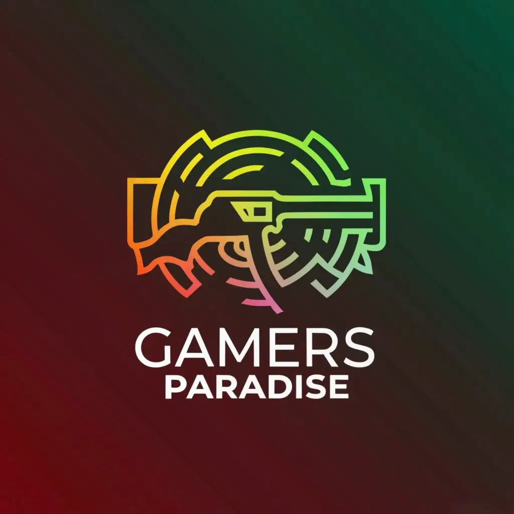 a logo design,with the text "Gamers Paradise", main symbol:Gun,complex,be used in Internet industry,clear background