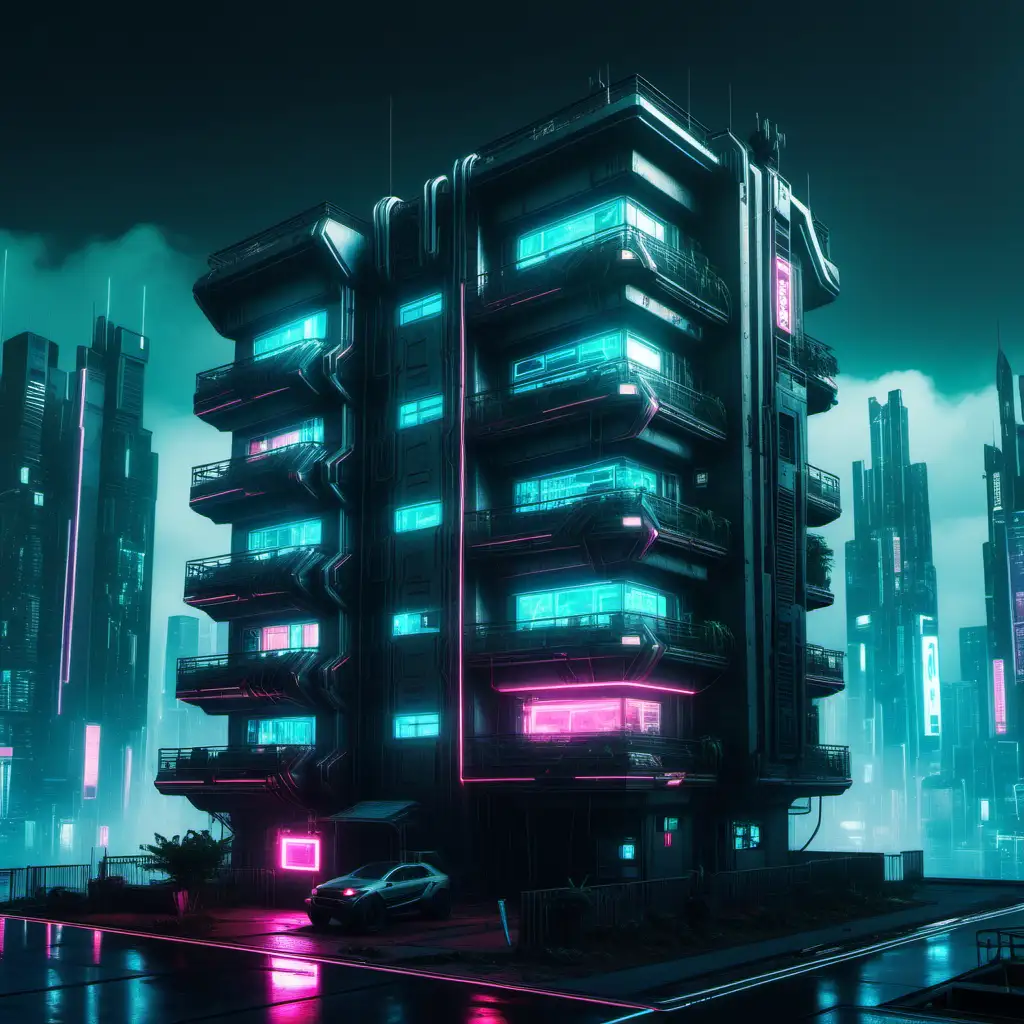 Futuristic Cyberpunk House Illustration