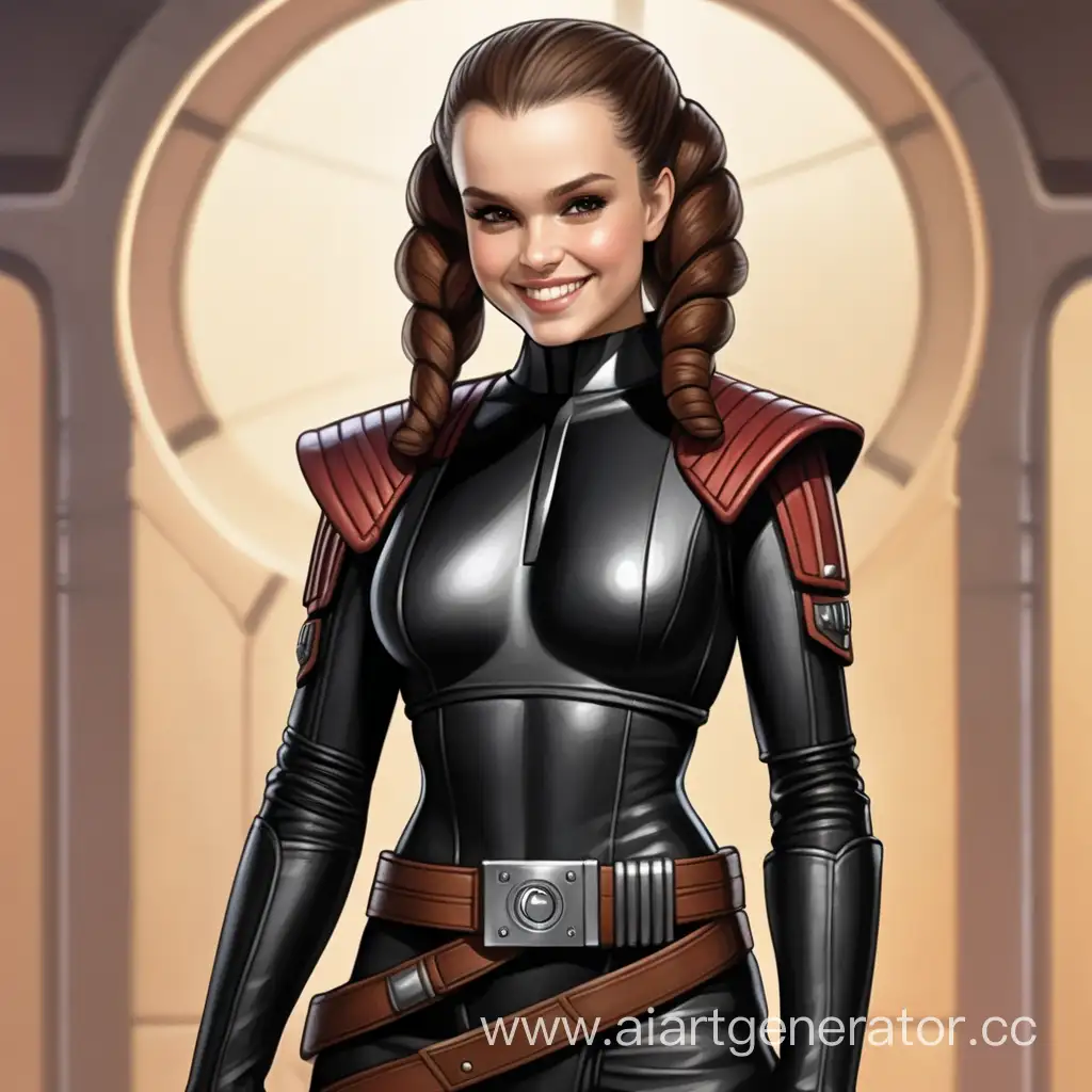 Sith Padme in leather grinning