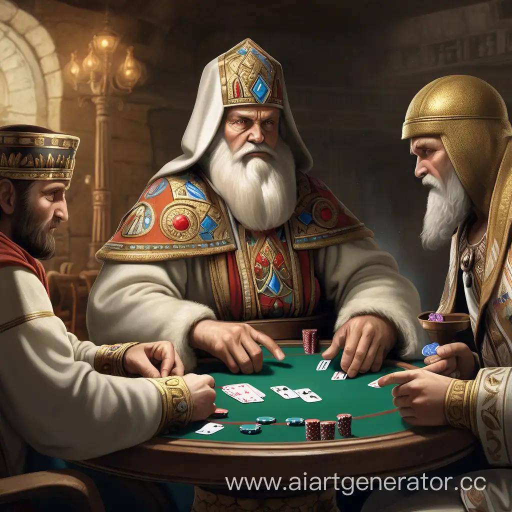 Древний рус проигрывает в покер
