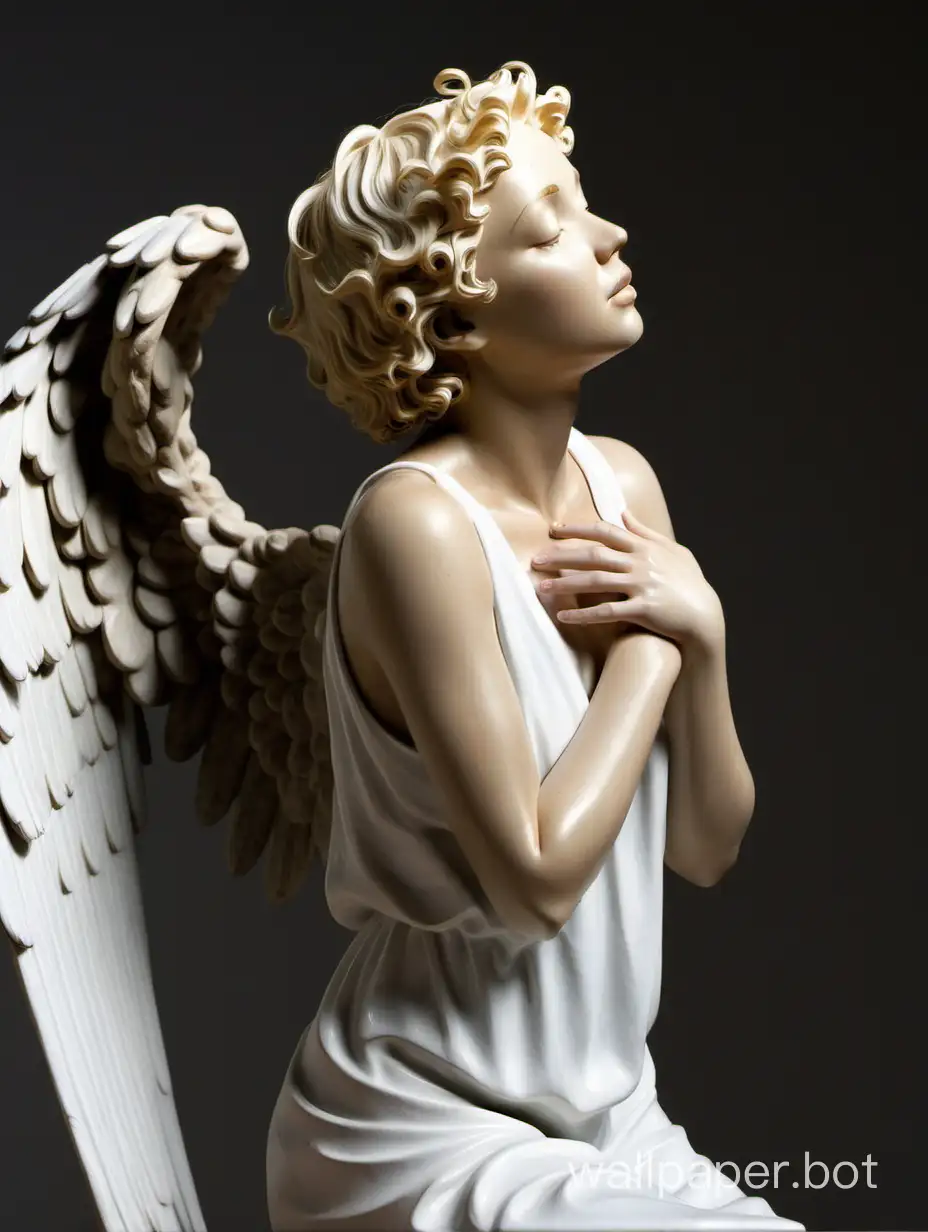 Blonde-Woman-Angel-Sculpture-with-Folded-Hands-and-Closed-Eyes