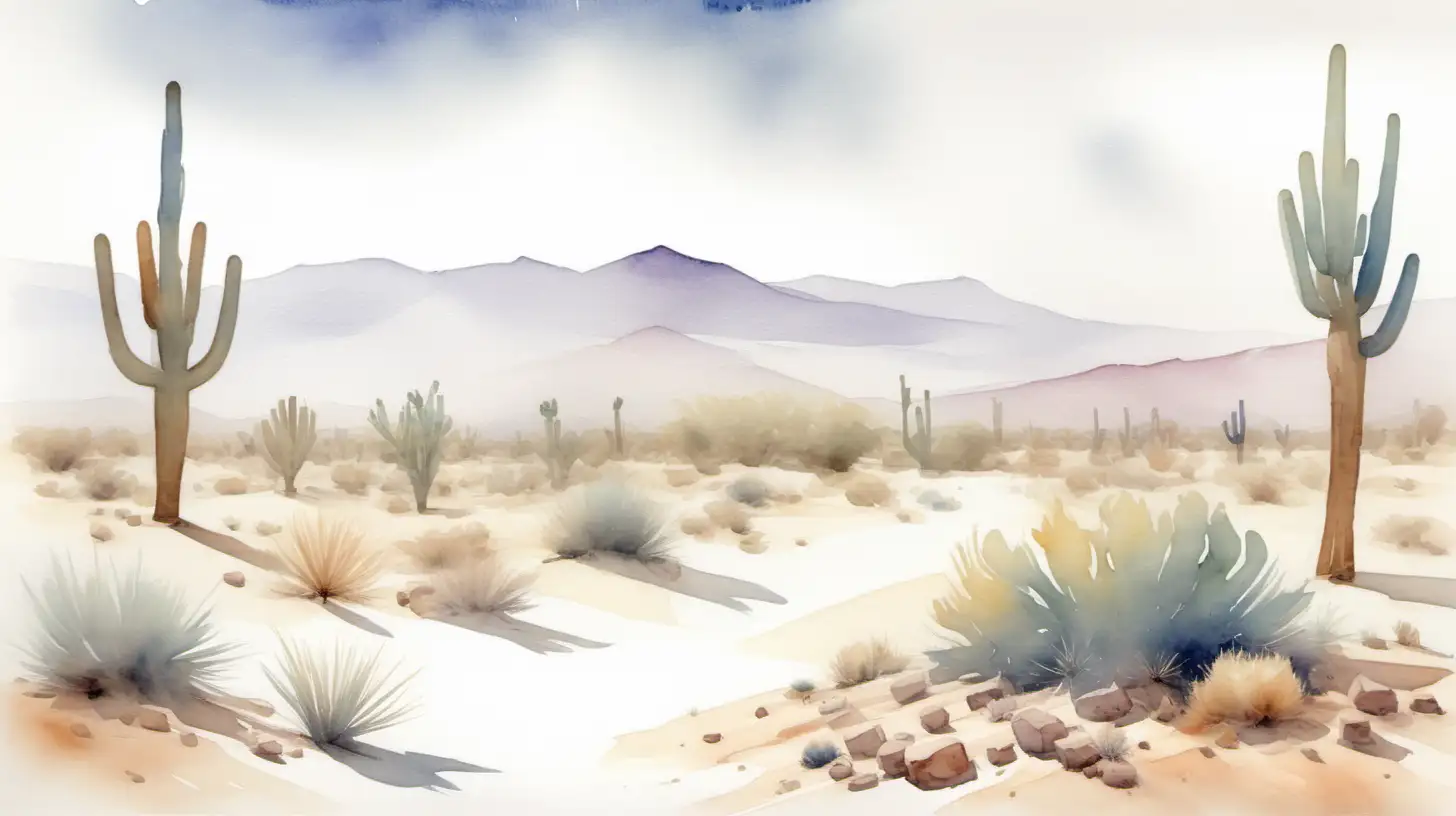 Tranquil Desert Landscape in Soft Watercolor Hues