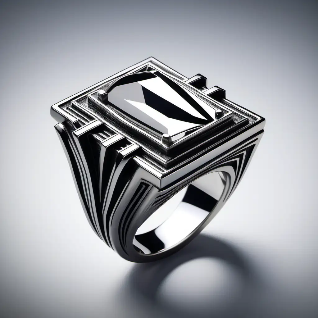 Elegant Muscular Zaha HadidStyle Art Deco Ring