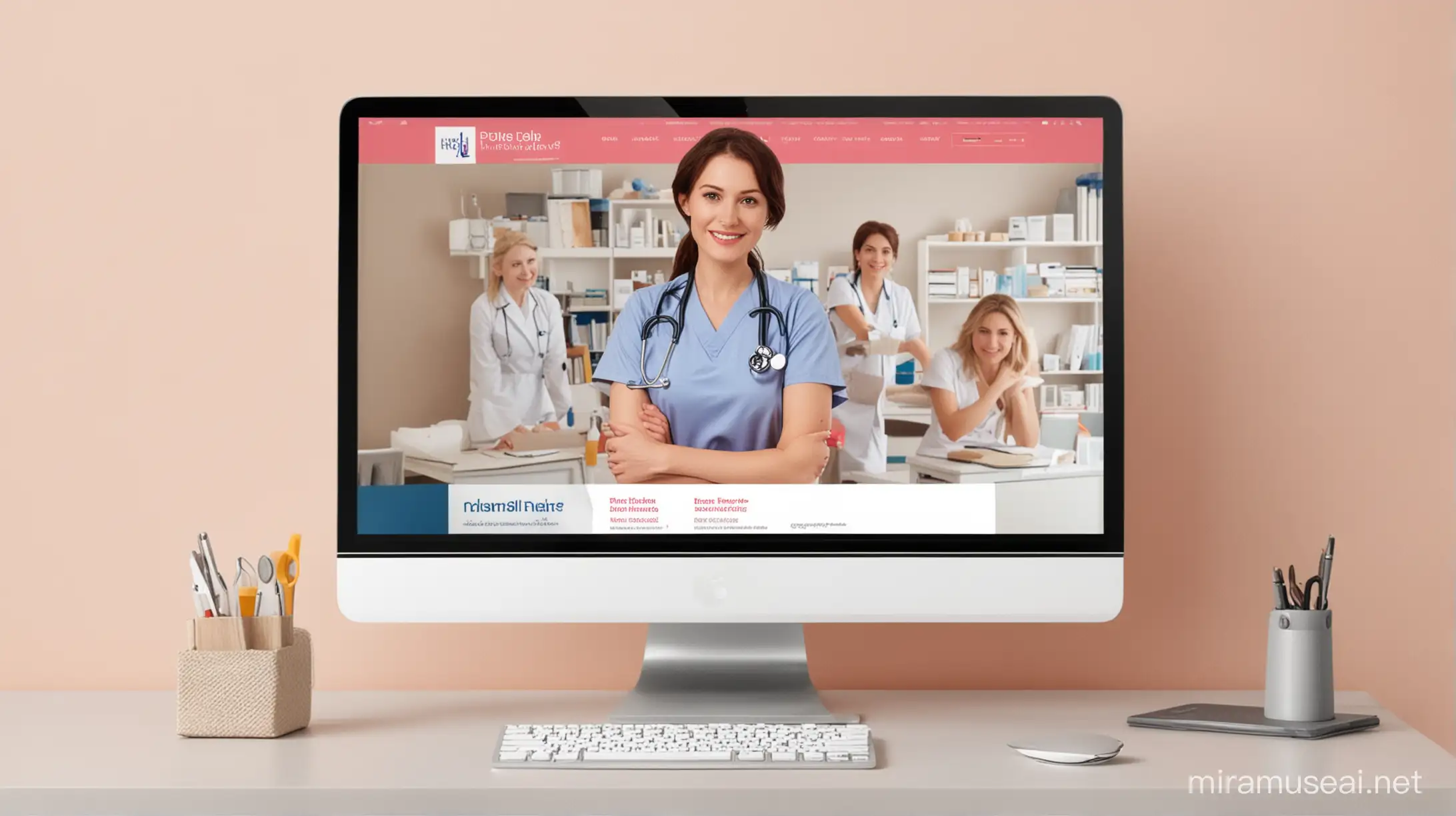 Create a website banner for Nurse Niche for POD where Recommended size: Min-Width 1500px / Height 200-300px