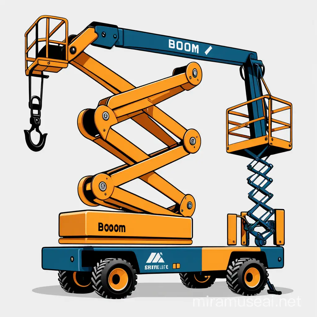 Illustration of Boom Lift and Scissor Working Together