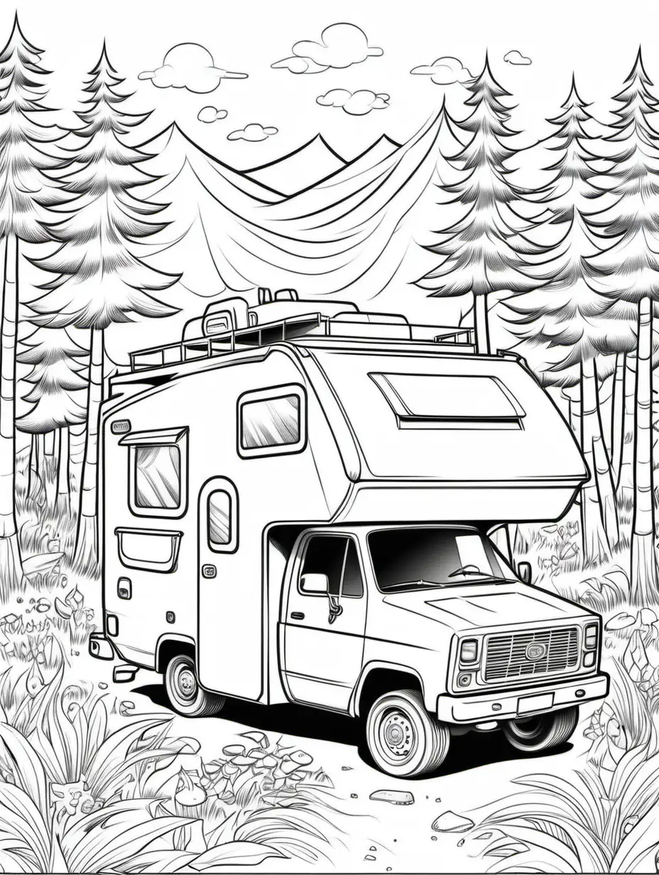 TRUCK CAMPERCAMPING FOR COLOURING BOOK