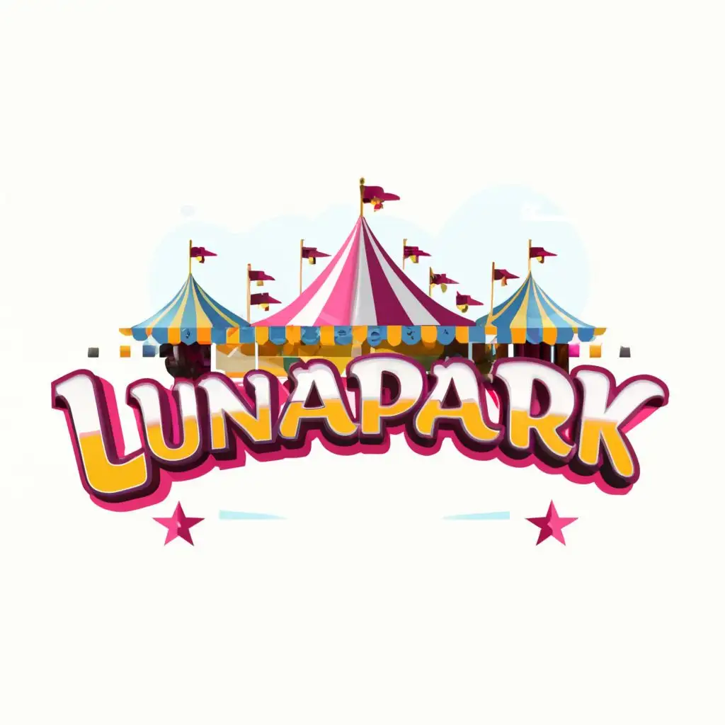 logo, funfair ride, with the text "LUNAPARK", typography