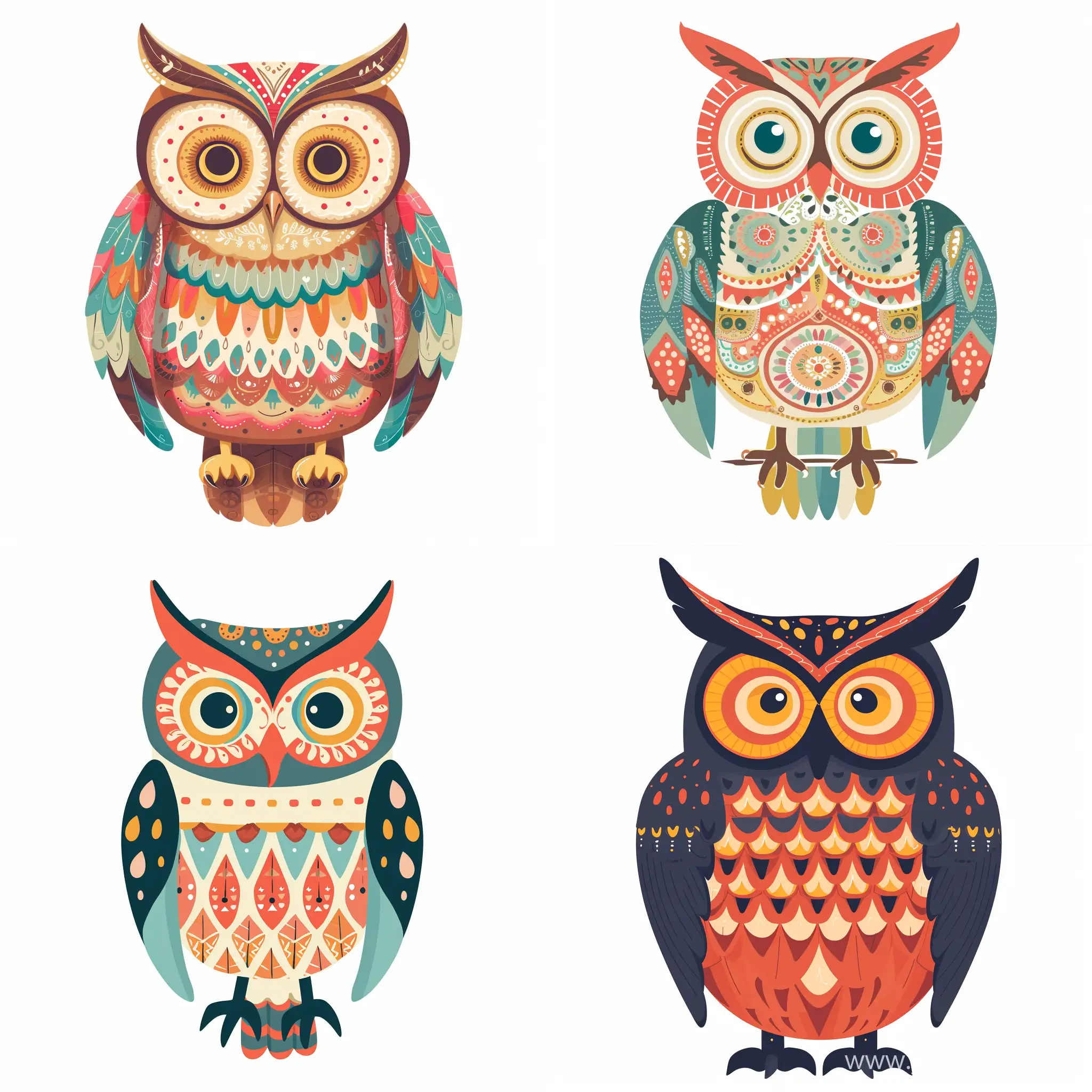 Boho-Owl-Clip-Art-in-Flat-Style