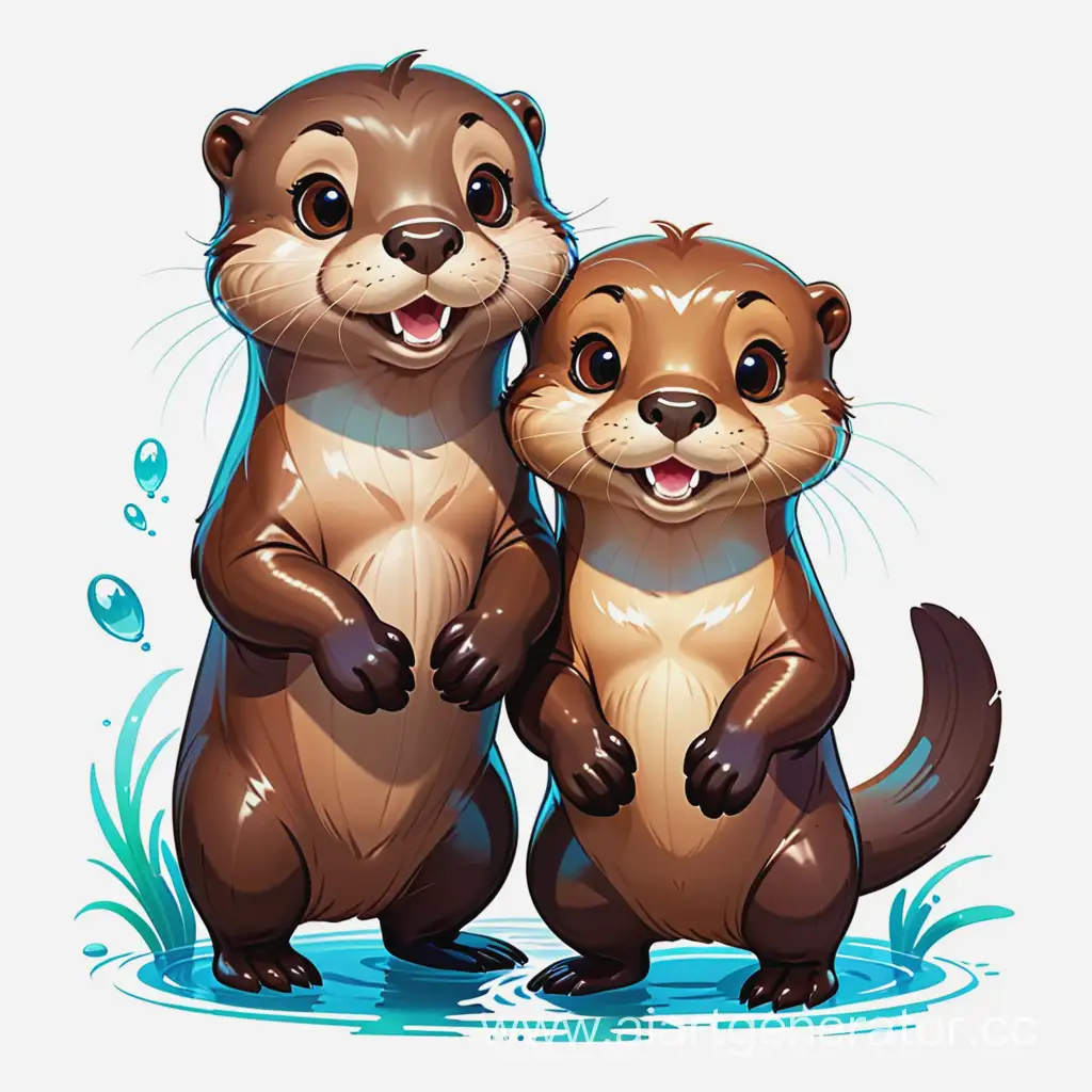 Playful-Otter-Mascots-Frolicking-Together