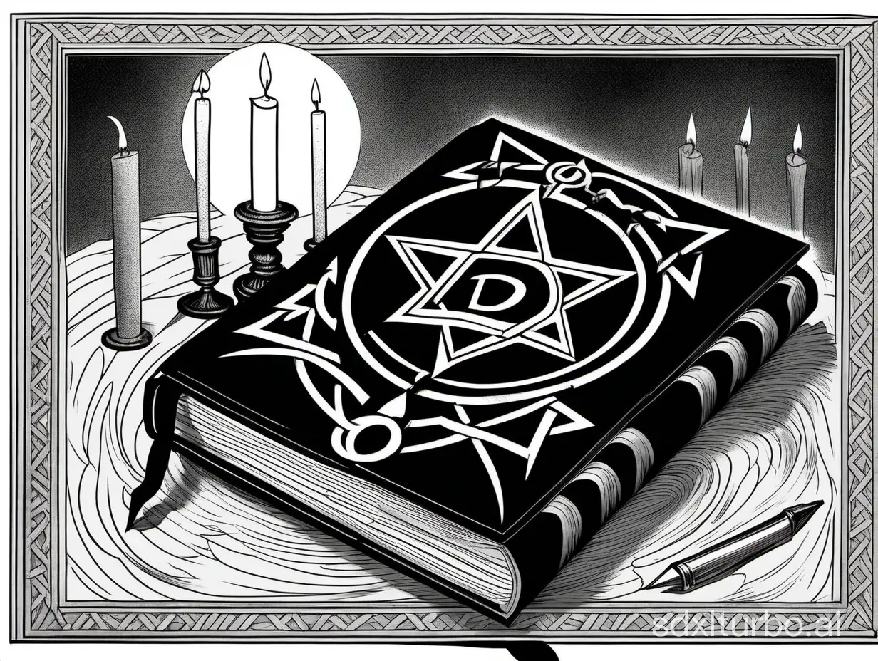 Dark-Chamber-Setting-with-Ancient-Book-and-Occult-Symbols-on-Wooden-Desk