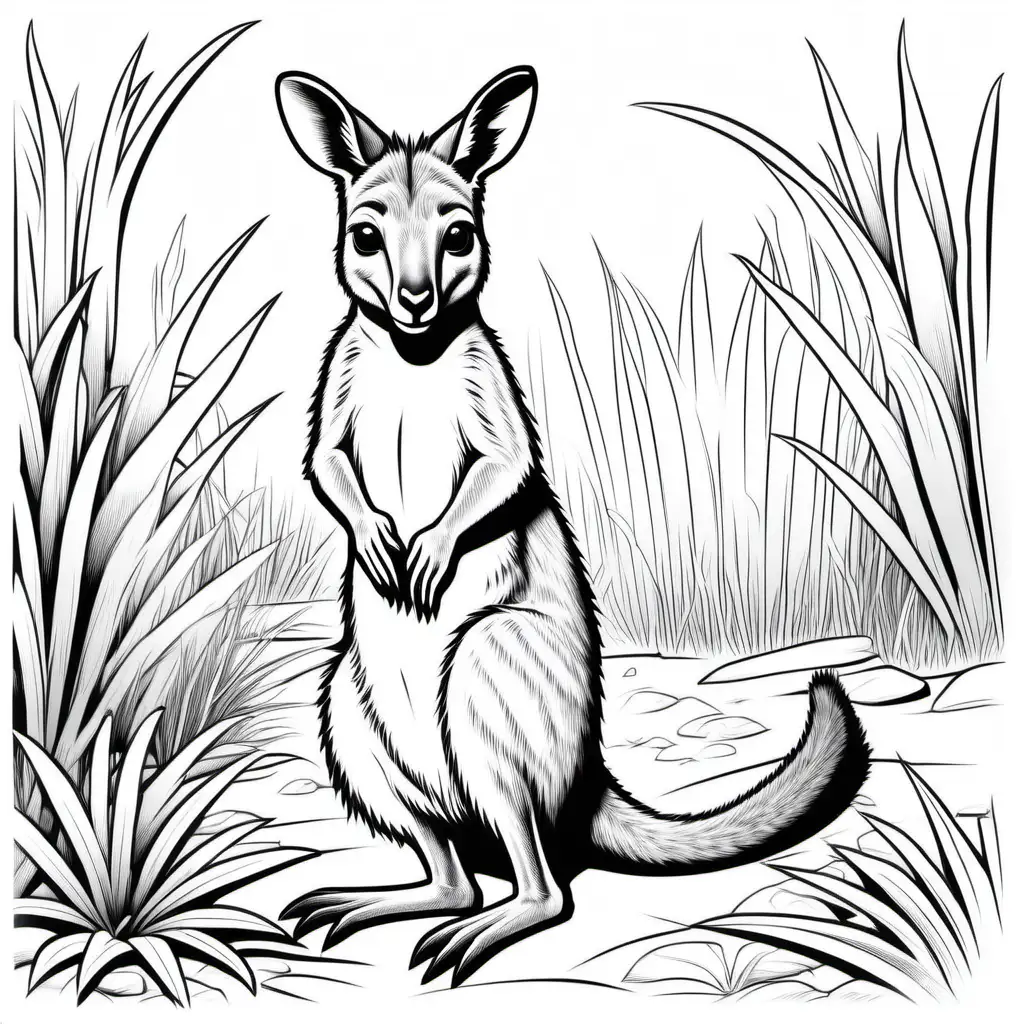 Adorable Australian Wallaby Coloring Page for Kids