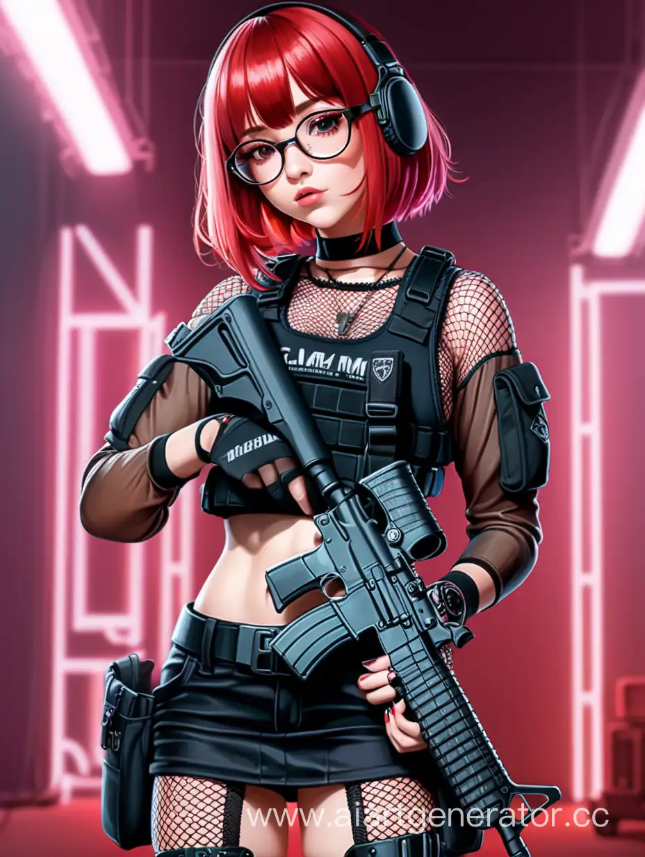 RedHaired-Tactical-Girl-with-M4-Rifle-in-Neon-Ambiance
