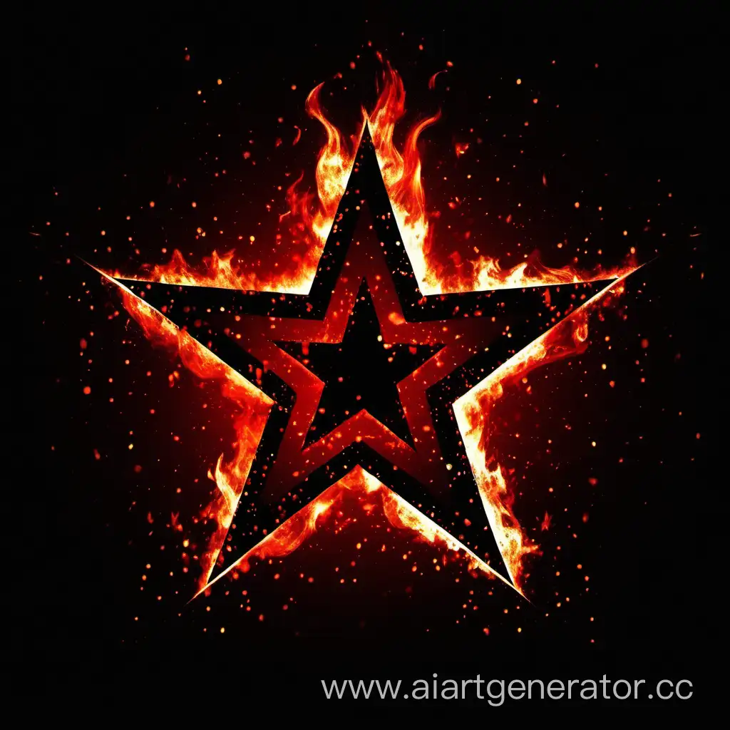 пятиконечная звёзда фон задний черный и красный внутри огонь