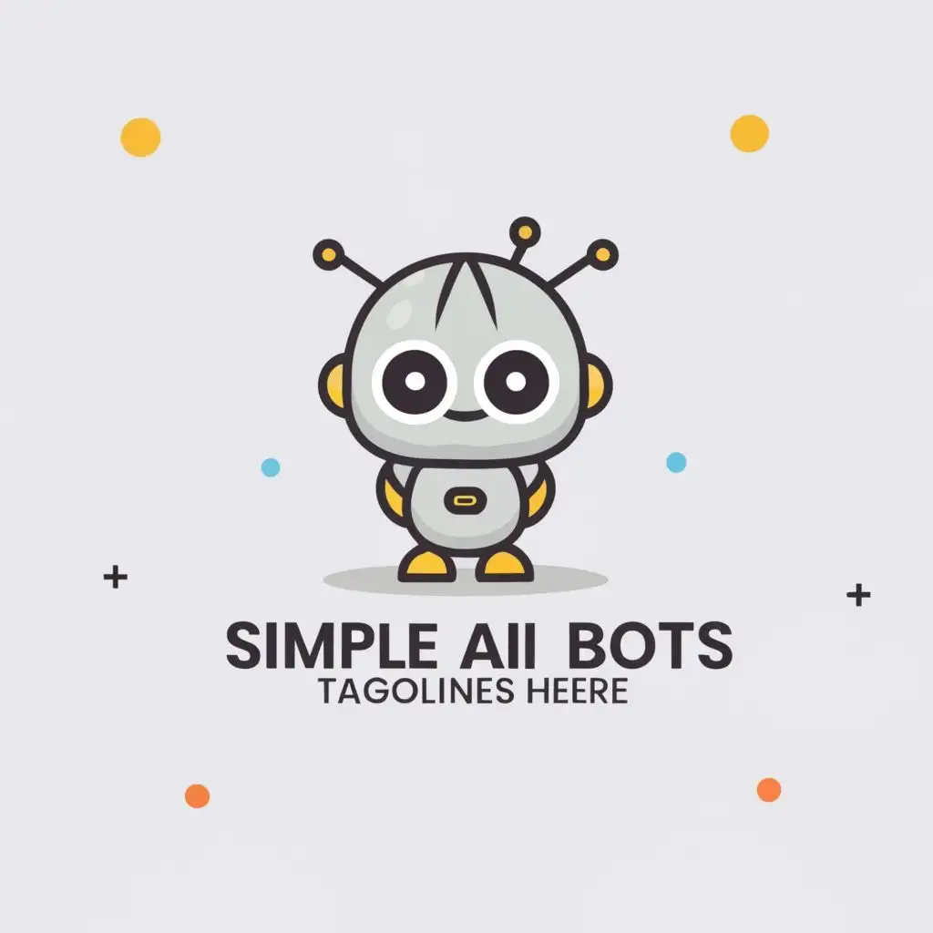 logo, a cute bot, with the text "Simple AI Bots", typography, be used in Technology industry