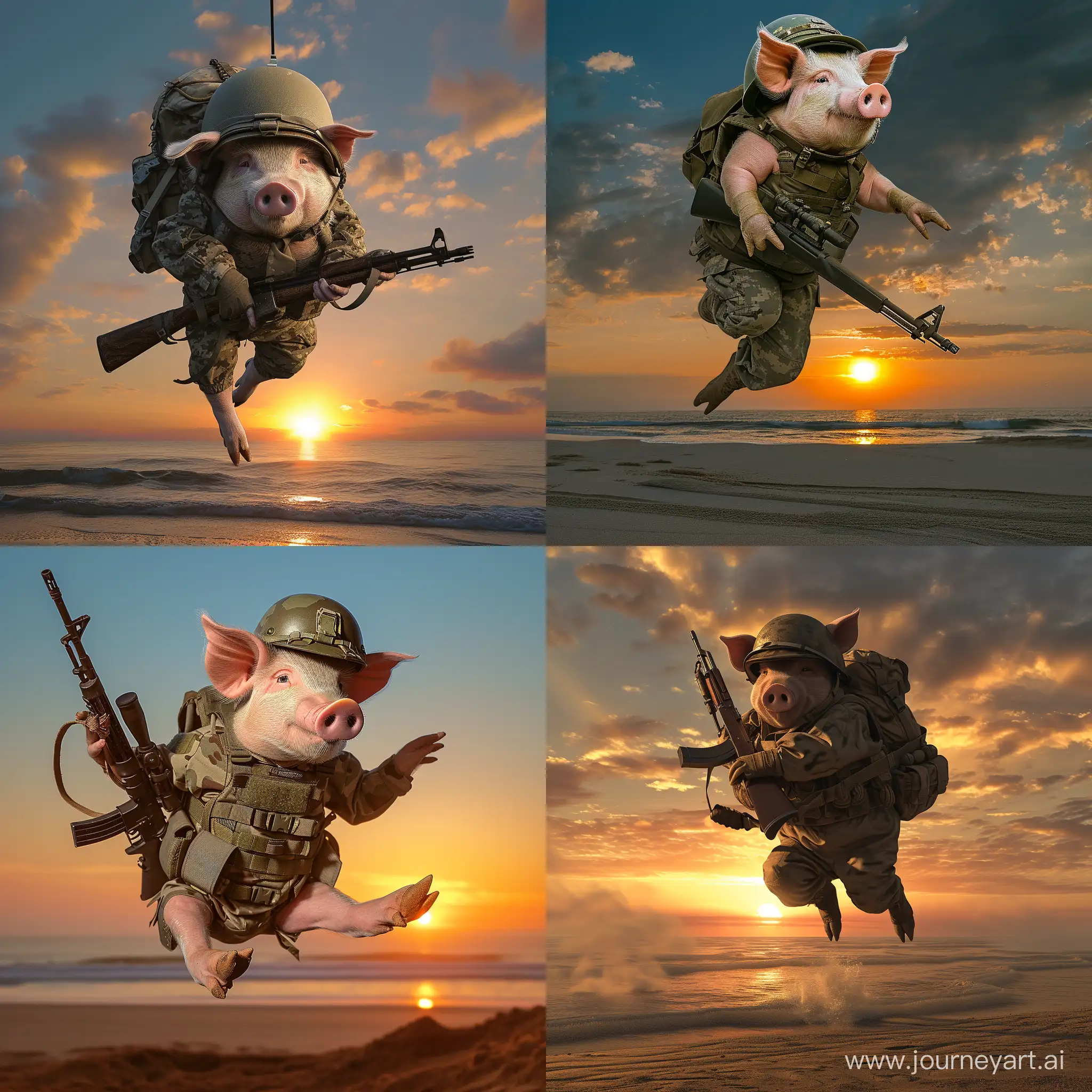 Military-Pig-Landing-on-Sunset-Beach
