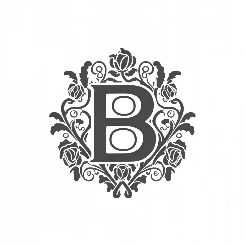 a logo design,with the text 'Badura', main symbol:rose vines, place the 'B' in the middle of the logo. Logos background is white,complex,be used in Entertainment industry,clear background, delete the circels in the 'B'