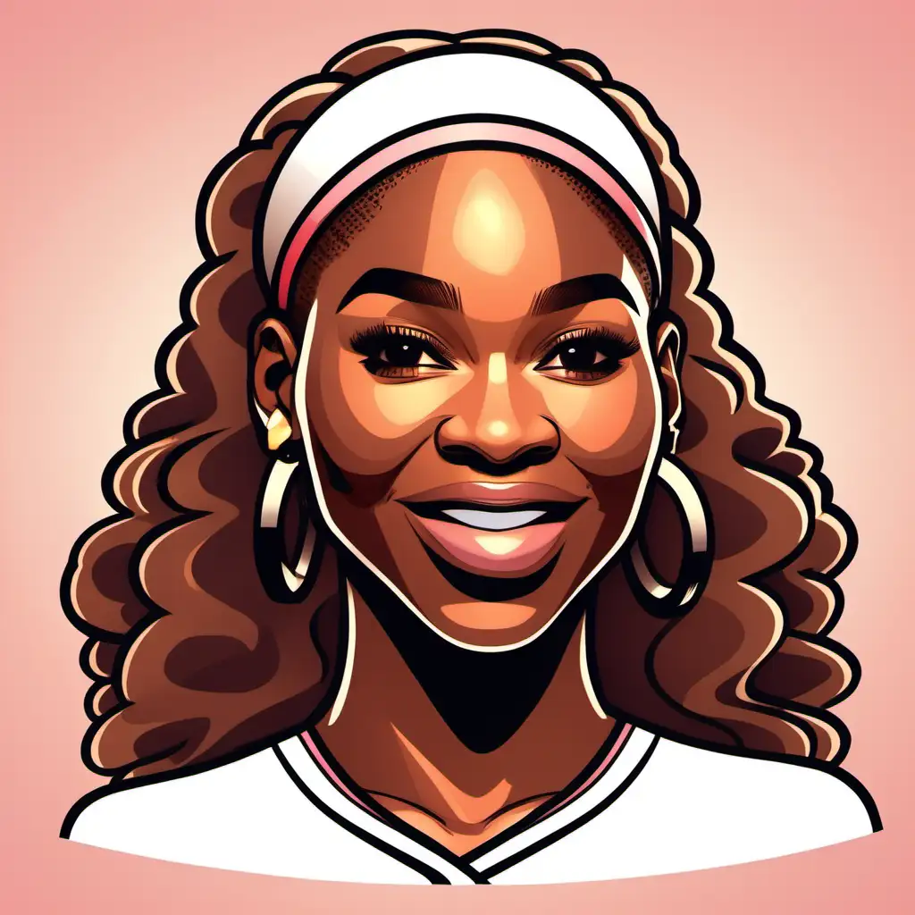 Serena Williams Cartoon Icon Dynamic and Playful Illustration