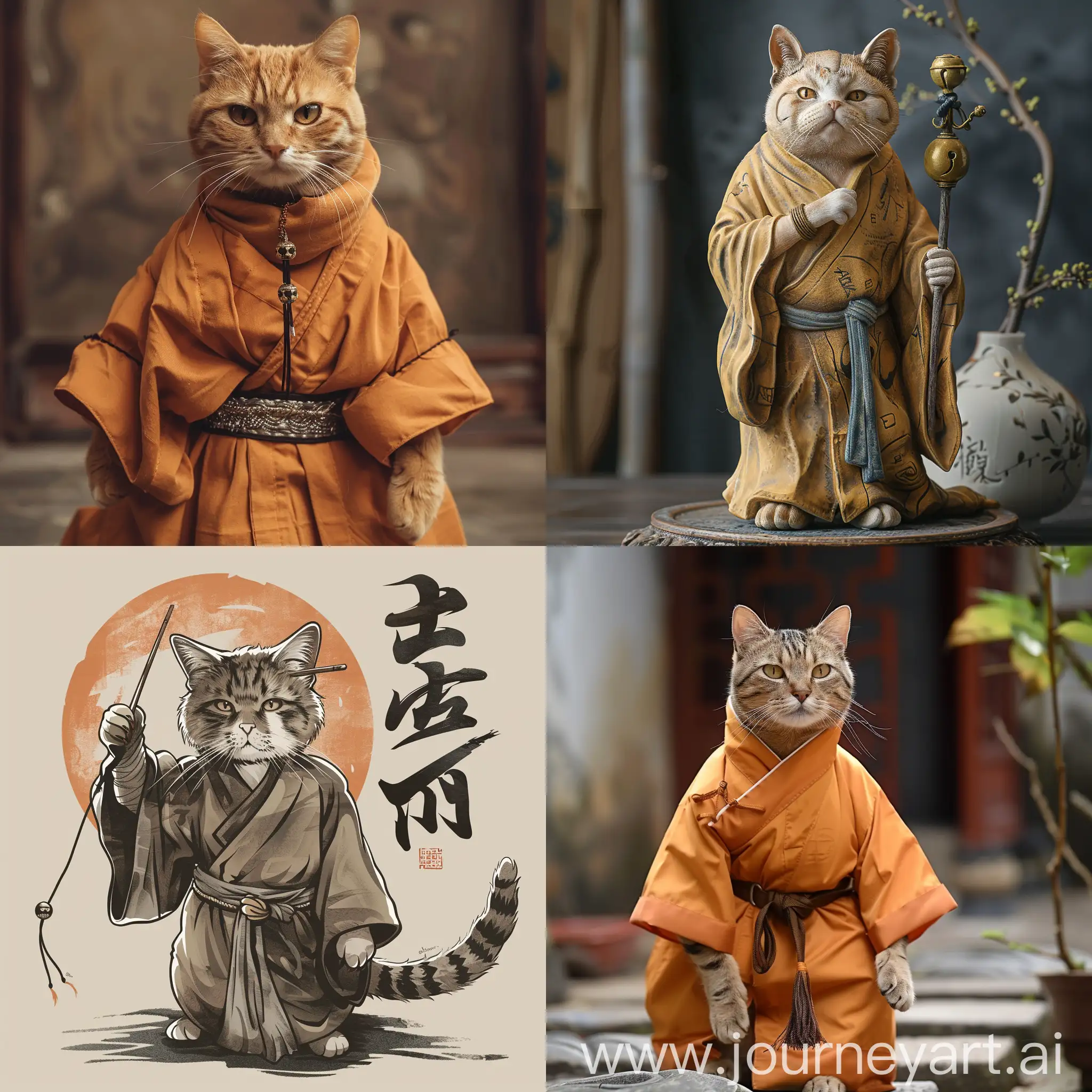 cat with style Taoist monk