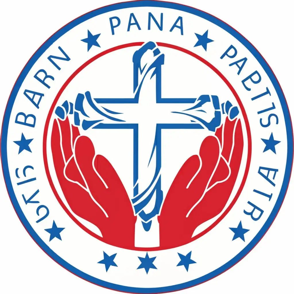 logo, The logo is a circle divided into three sections. The top section features a white cross, the central section showcases a red heart embracing the cross, and the bottom section displays two blue hands holding the heart. The logo is encircled by blue text reading "Patna Jesuit Society" at the top and "Youth Ministry" at the bottom., with the text "The logo is a circle divided into three sections. The top section features a white cross, the central section showcases a red heart embracing the cross, and the bottom section displays two blue hands holding the heart. The logo is encircled by blue text reading "Patna Jesuit Society" at the top and "Youth Ministry" at the bottom.", typography, be used in Religious industry