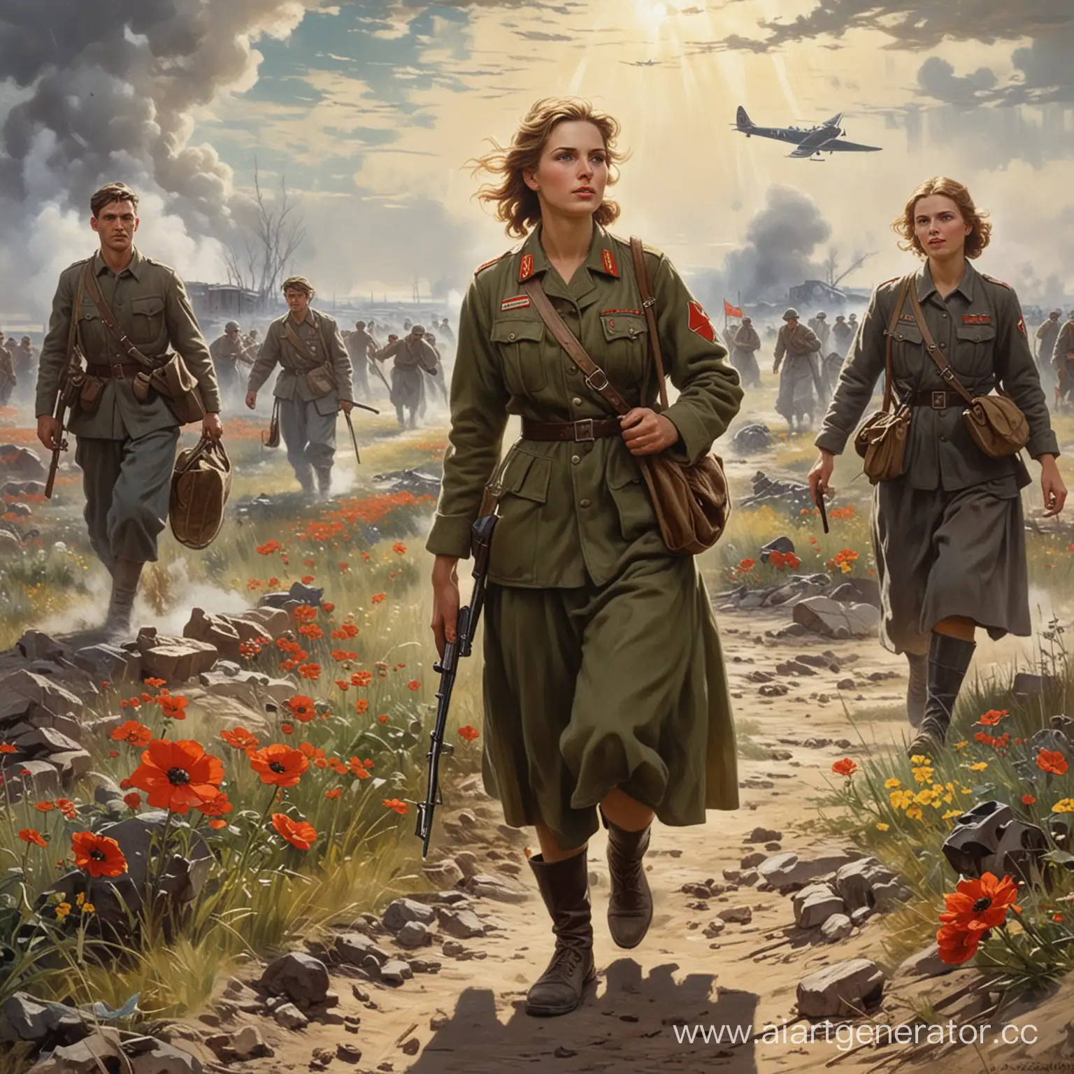 Nurse-Rescuing-Wounded-Soldiers-in-World-War-II