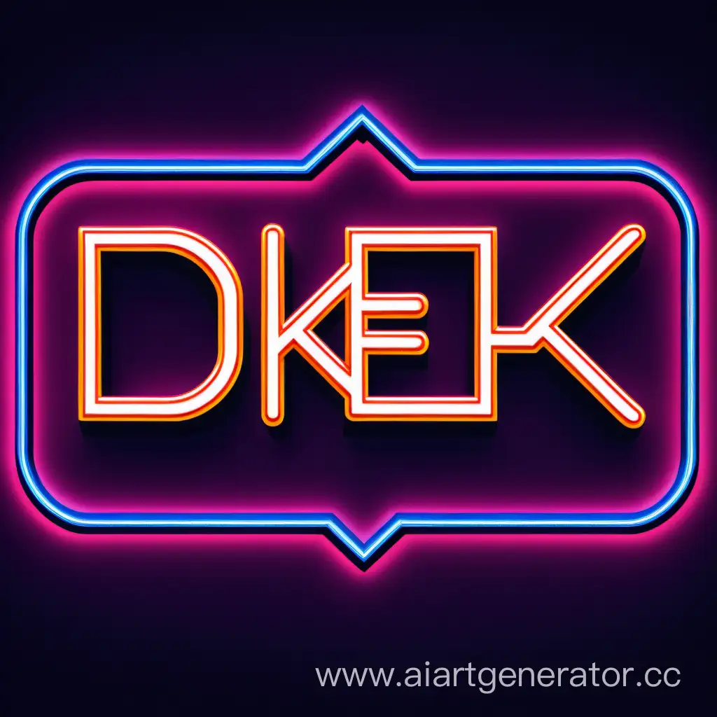 The logo of the letters DKEK neon