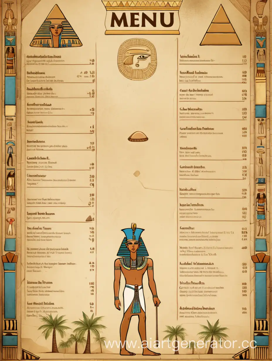 меню для игры в котором нужно нажимать на экран в стиле древнего Египта