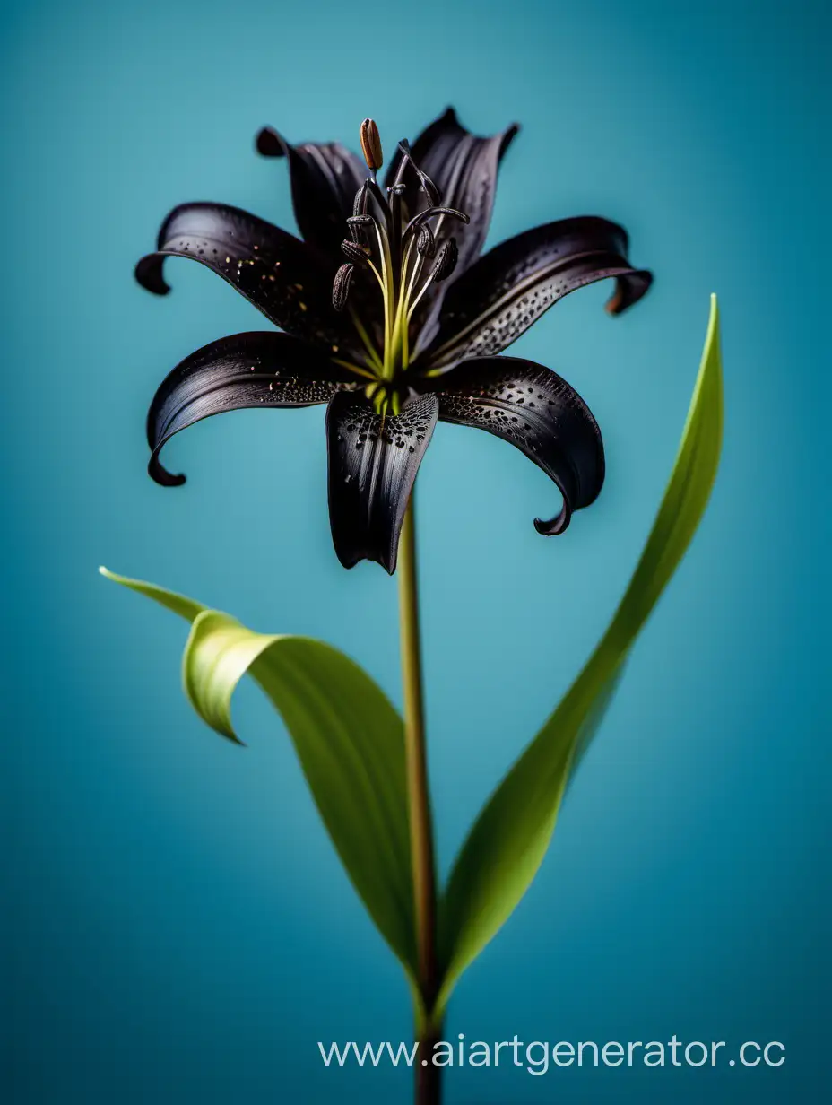 Elegant-Botanical-Wild-Black-Lily-Flower-on-Vibrant-Blue-Background
