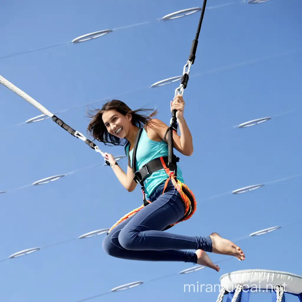 girl on bungee trampoline