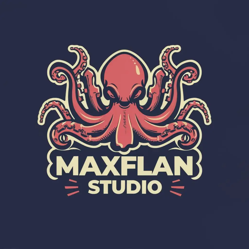 logo, octopus, with the text "Maxflan Studio", typography, be used in Entertainment industry