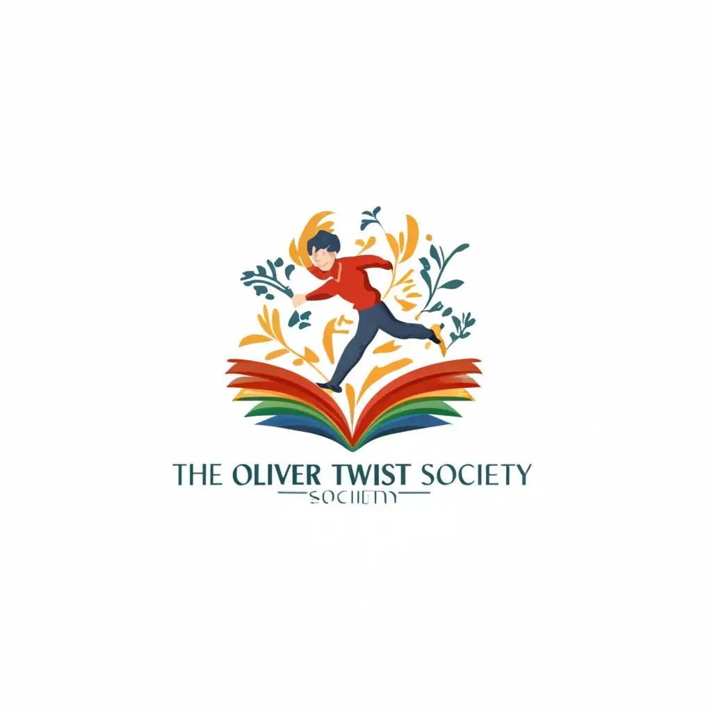 LOGO-Design-For-The-Oliver-Twist-Society-Inspirational-Teen-Running-on-an-Open-Book