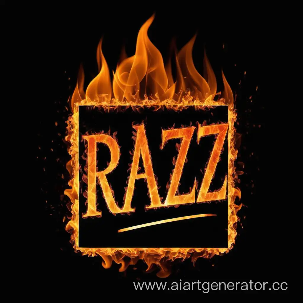 RAZZ NOTES логотип в огне на черном фоне

