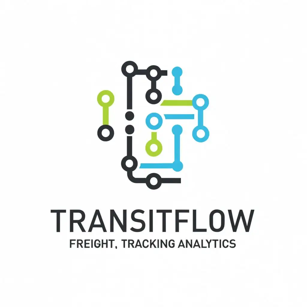 a logo design,with the text "TransitFlow, Freight, Tracking, Analytics", main symbol:Network, Binary, Road,Moderate,clear background