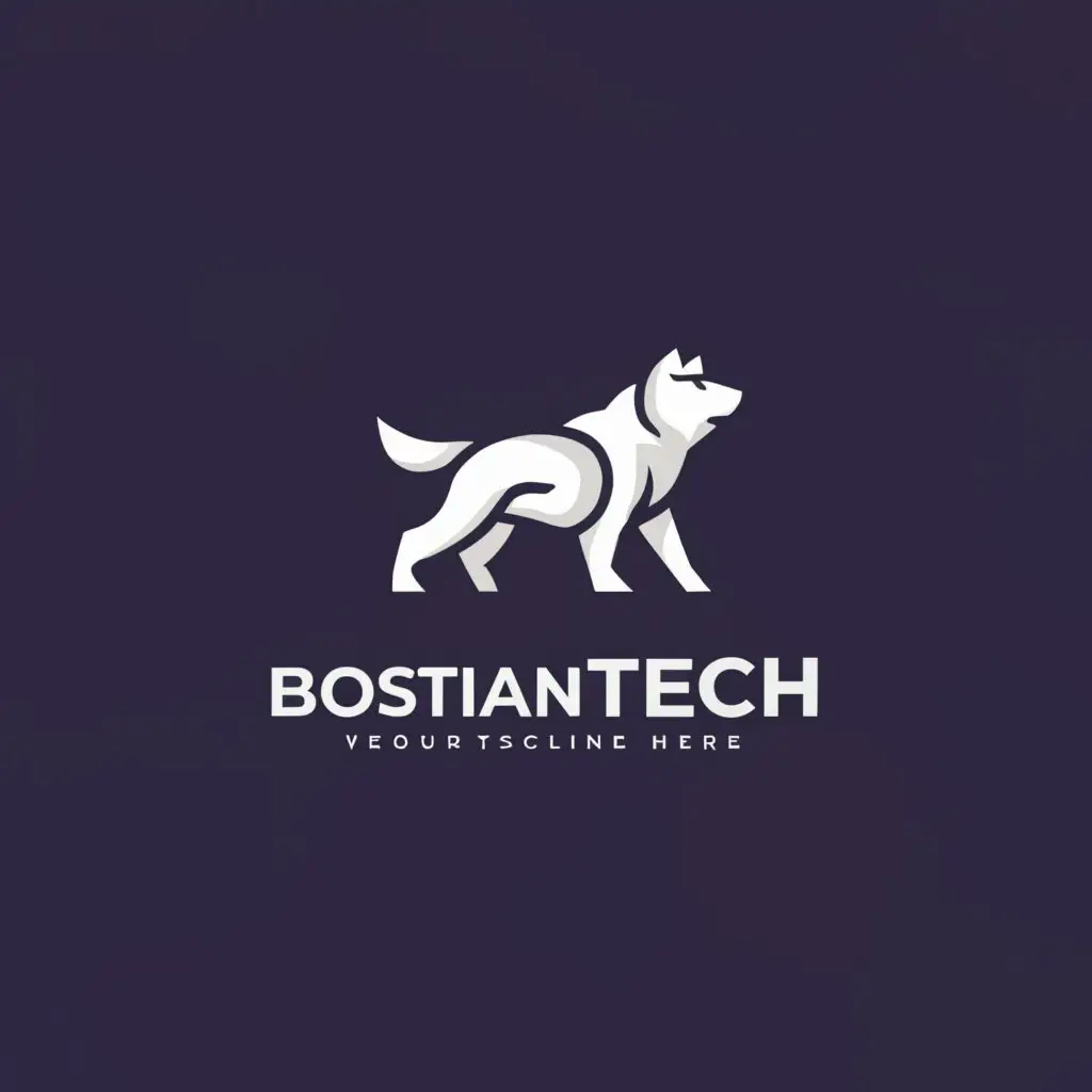 a logo design,with the text "BostianTech", main symbol:Wolf,Minimalistic,be used in Technology industry,clear background