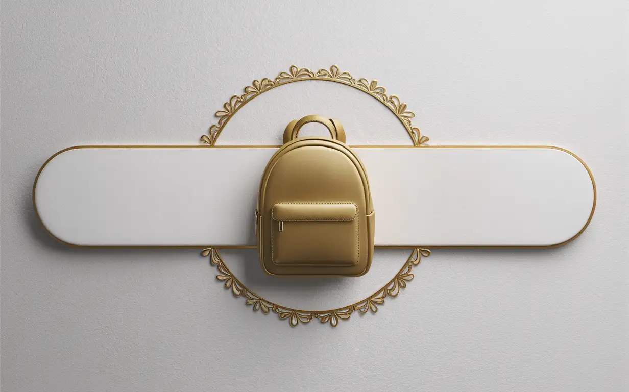 Elegant Golden Backpack Logo on White Background