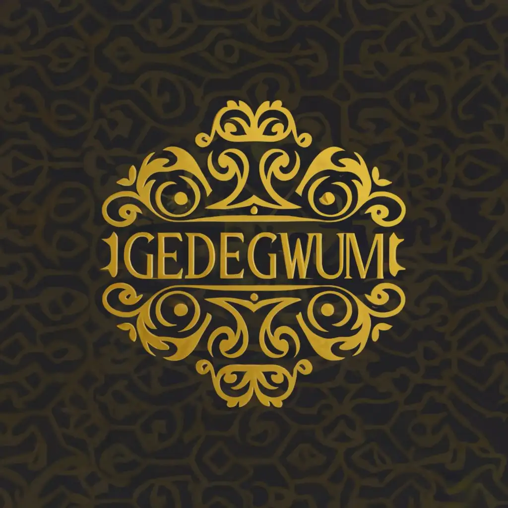 a logo design,with the text "GEDEGWUM", main symbol:the name (use gold and make it royal),complex,clear background