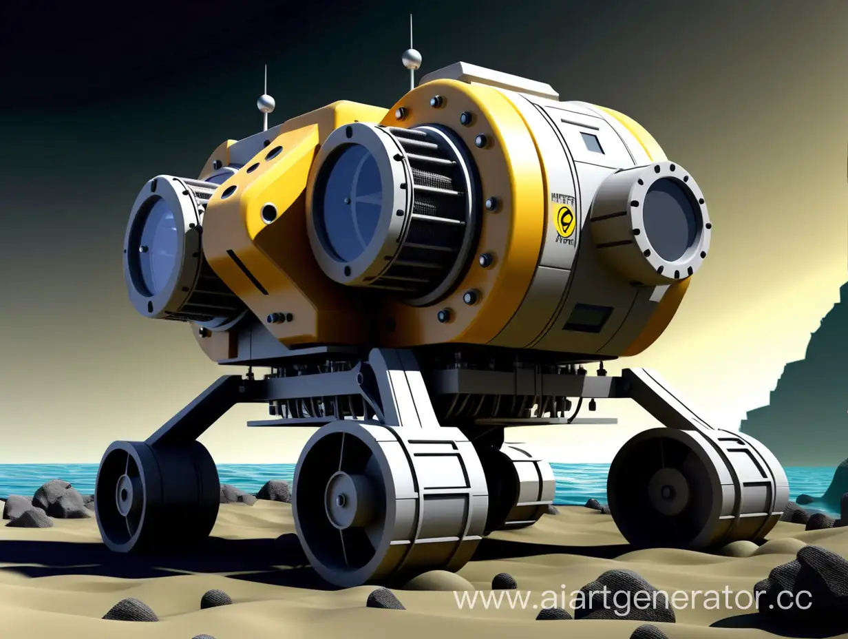 Hyperion is a small supermachine that can move, designed to solve critically important tasks related to the exploration and extraction of resources in inaccessible or dangerous places, such as deep oceanic trenches, volcanic regions, or even space. Its functions include deep-sea search, mineral extraction, analysis of geological samples, exploration of uncharted territories, and cargo transportation.