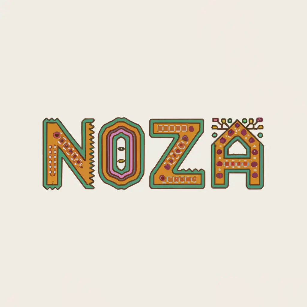 a logo design,with the text "nozha", main symbol:kilim oldschool and colorful pattern,complex,be used in Retail industry,clear background