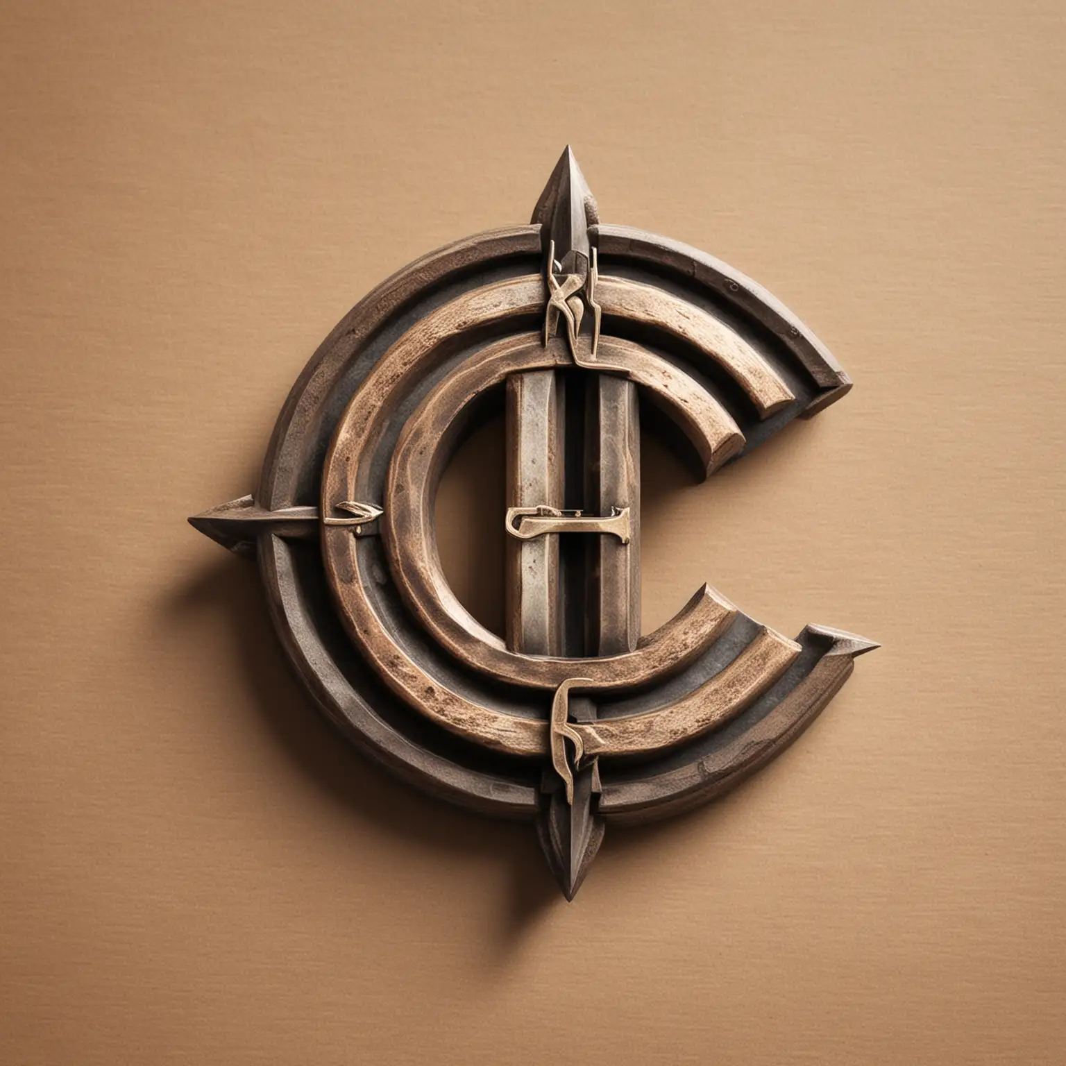 Create a logo using the following letters "CC", using a spur from a boot.
