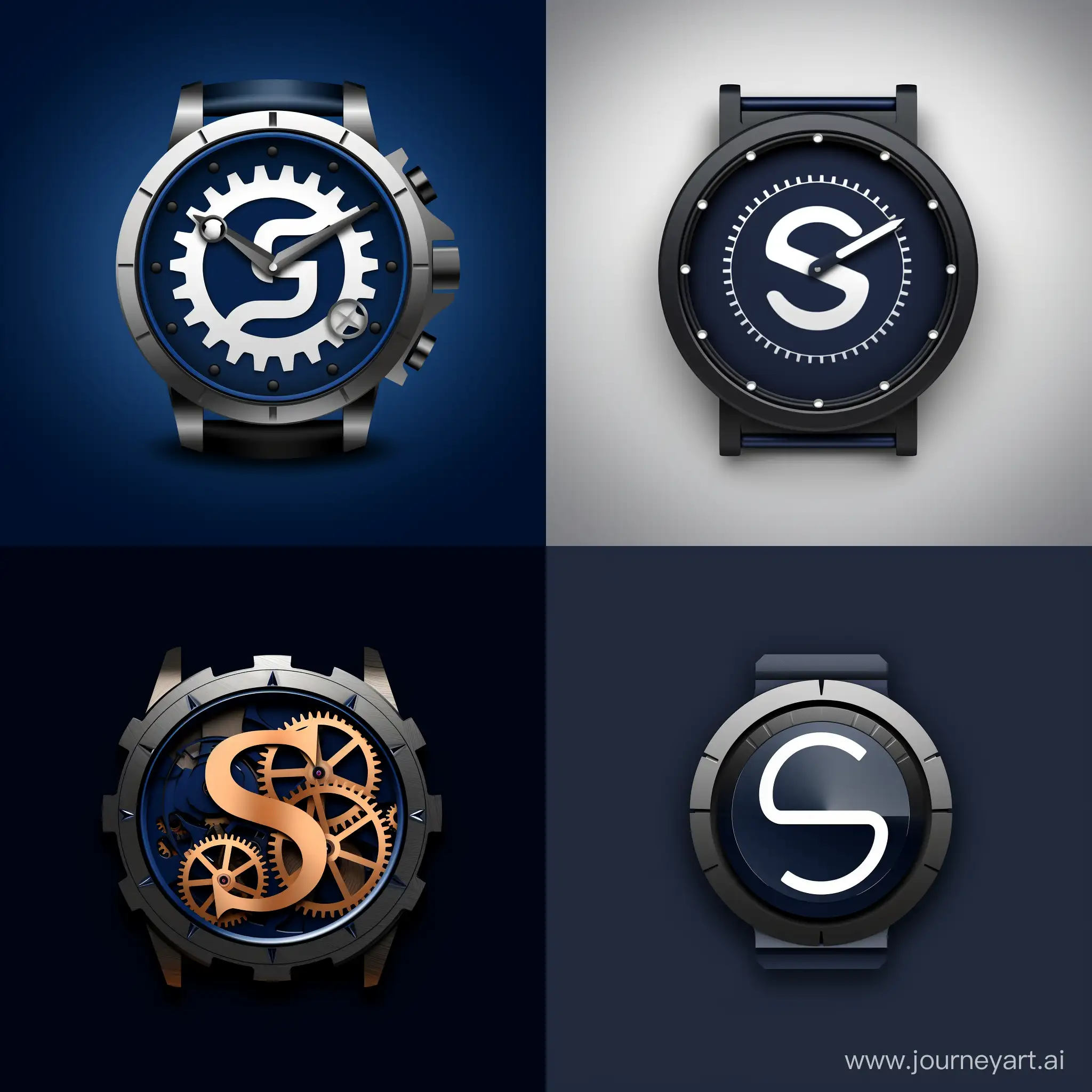 Sleek-and-Innovative-SmartGear-Smartwatch-Logo-in-Black-Silver-and-Dark-Blue