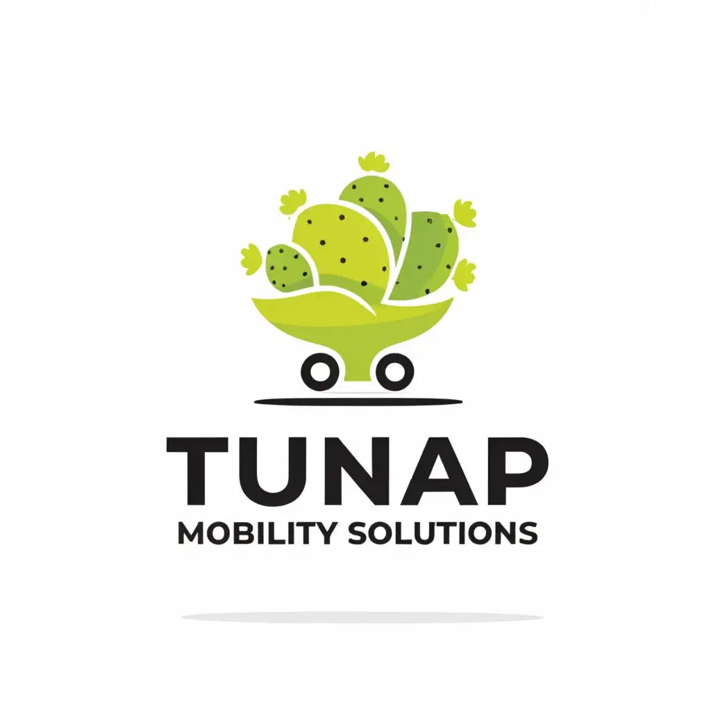 a logo design,with the text "TUNAP MOBILITY SOLUTIONS", main symbol:wheel shaped prickly pear,Minimalistic,be used in Automotive industry,clear background