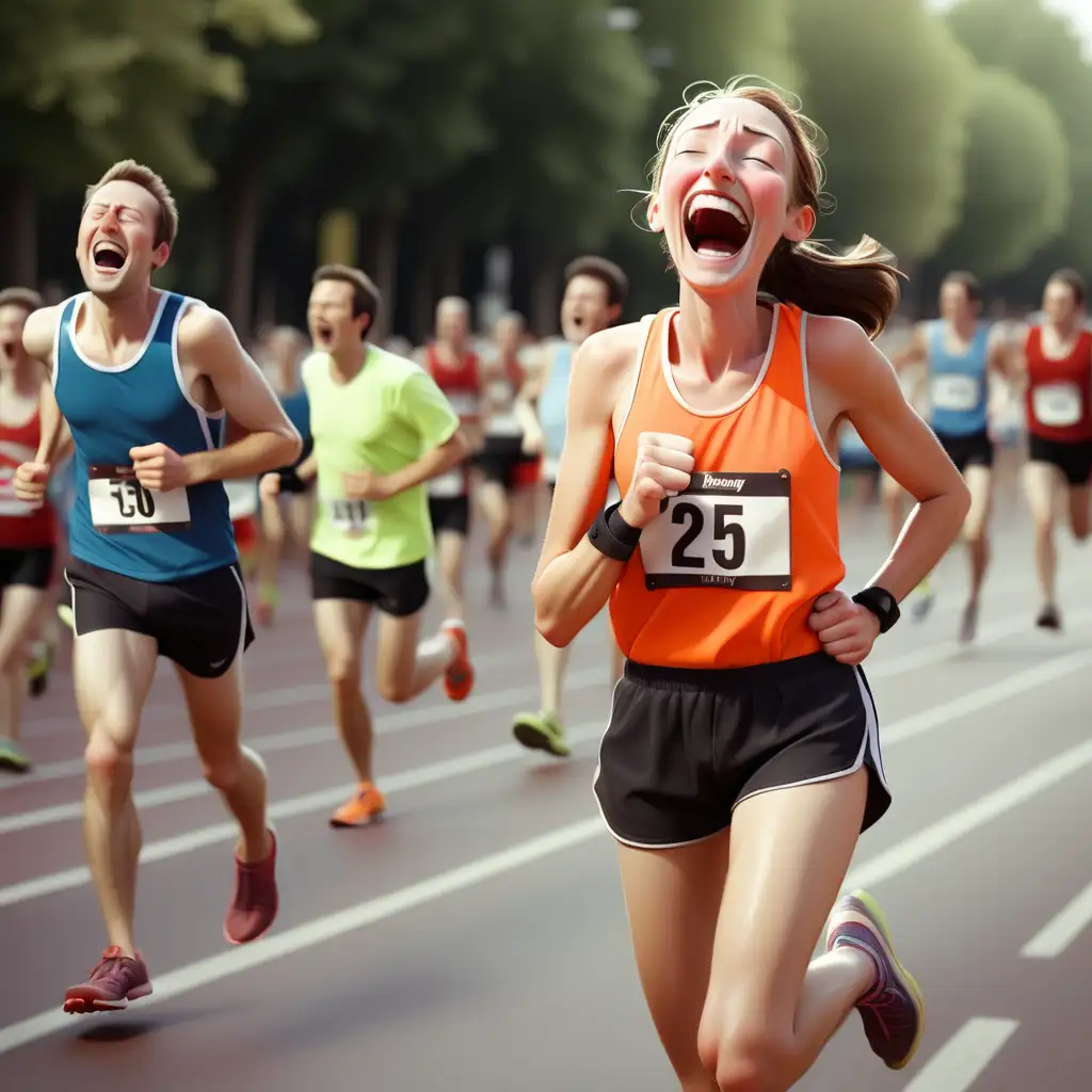 Victorious Runner Celebrating Triumph with Joyful Exhaustion