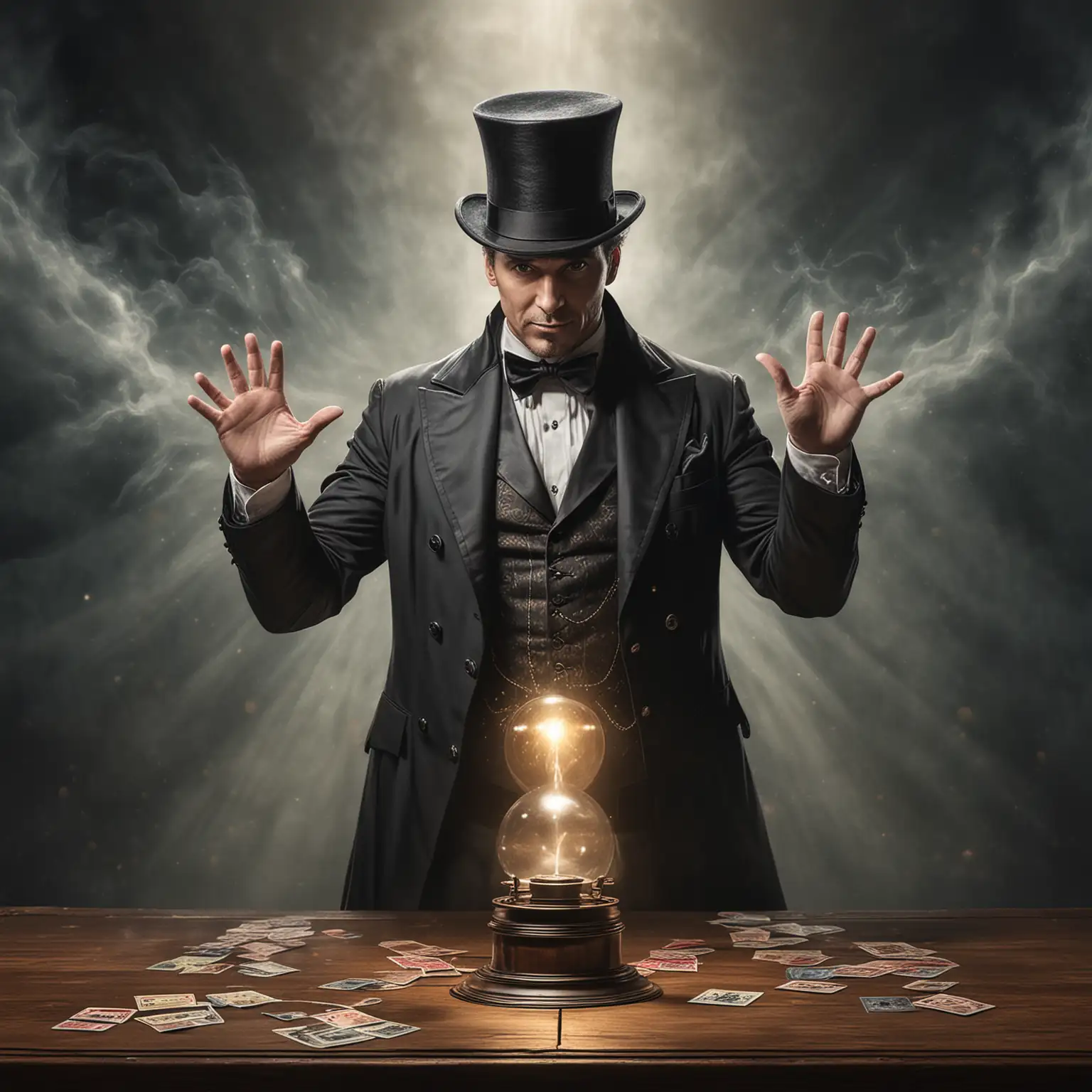 Enigmatic Master Illusionist Performing Hypnotic Feats