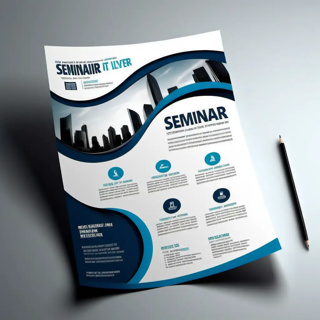 Modern Corporate Seminar Flyer Design with Dynamic Curve Elements