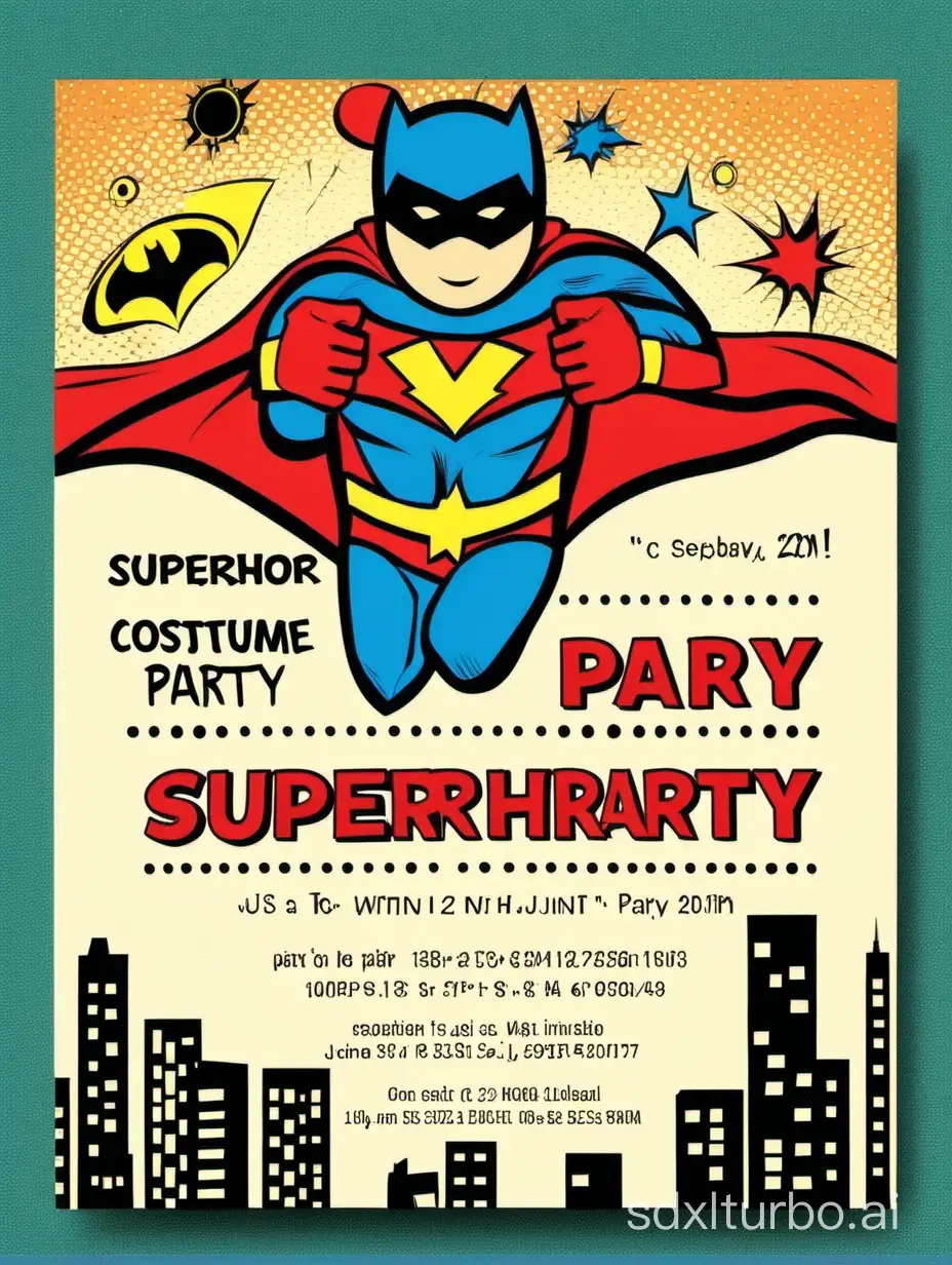 superhero costume party invitation
