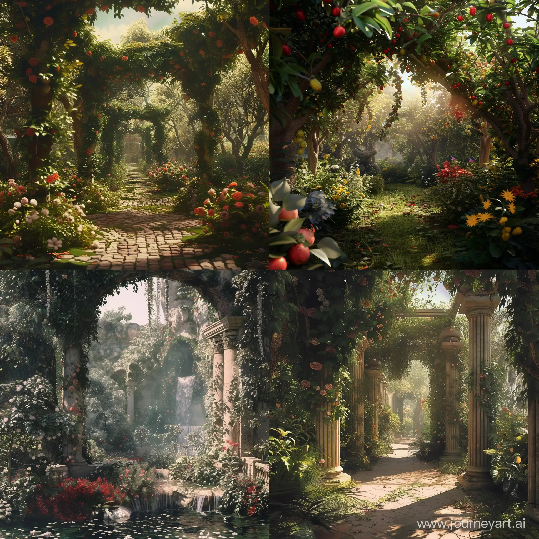 A beautiful garden of Eden, cinematic, photorealism --v 6 --ar 1:1 --no 69460