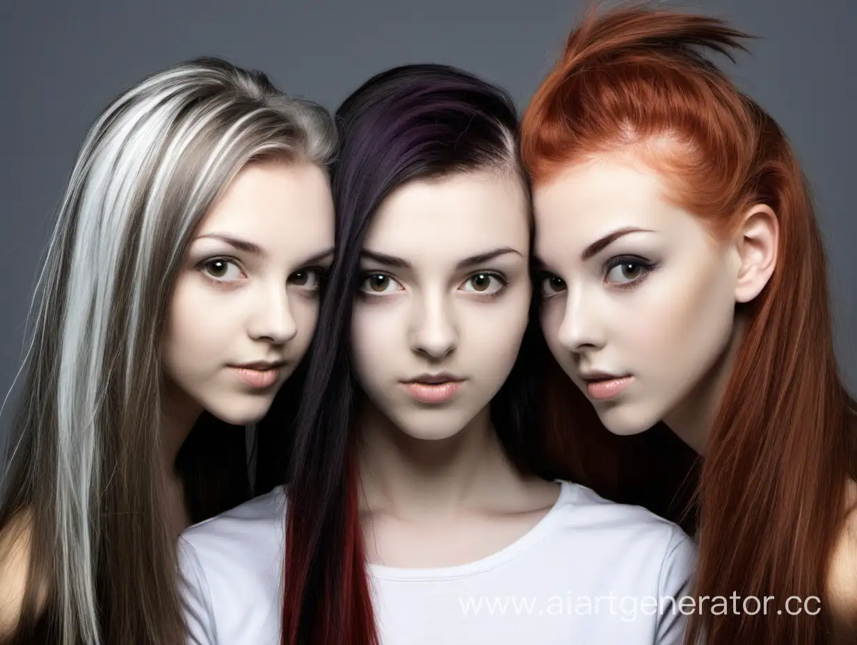 Diverse-Girls-Portrait-Capturing-Unique-Hairstyles-in-a-Photographic-Composition