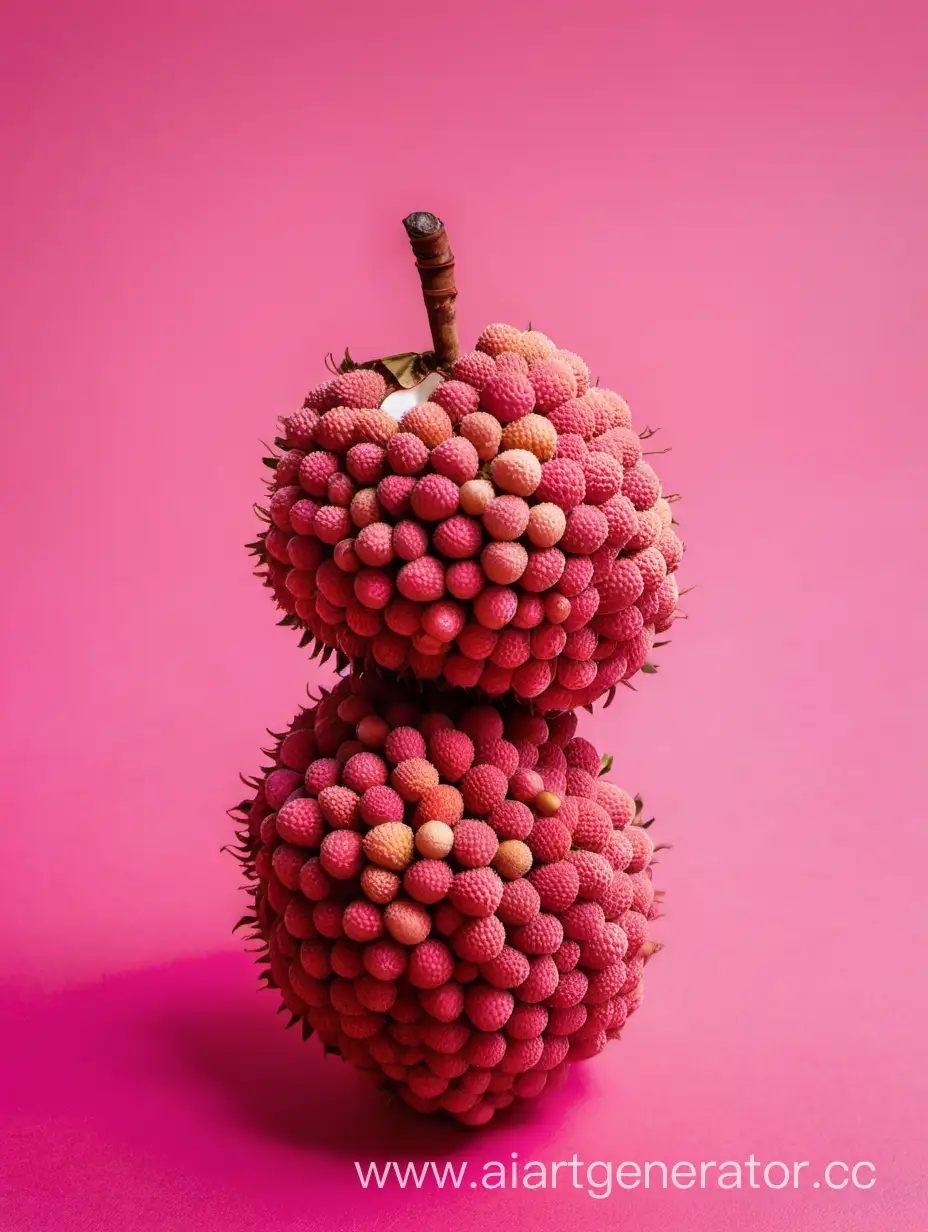 Lychee on pink background 
