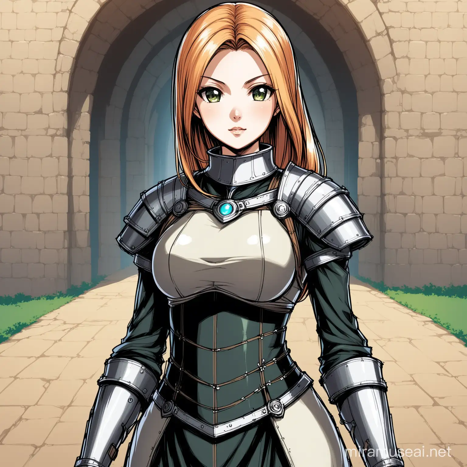 Futuristic Medieval Manga Woman in Hybrid Attire
