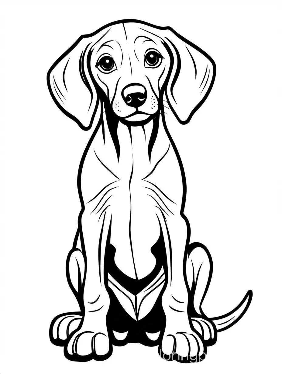 a sitting happy baby Weimaraner, isolated on a solid white background, Coloring Page, black and white, line art, white background, Simplicity, Ample White Space. The background of the coloring page is plain white to make it easy for young children to color within the lines. The outlines of all the subjects are easy to distinguish, making it simple for kids to color without too much difficulty., Coloring Page, black and white, line art, white background, Simplicity, Ample White Space. The background of the coloring page is plain white to make it easy for young children to color within the lines. The outlines of all the subjects are easy to distinguish, making it simple for kids to color without too much difficulty